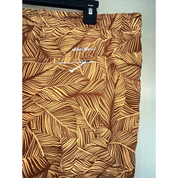 EDDIE BAUER  Sz 2XL Tropical Leaf Print Pull On Beach Swim Trunks Shorts Pockets - Picture 3 of 9